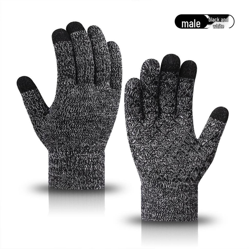 "Warm Knitted Touchscreen Gloves for Couples: Thick Non-Slip Wool, Men’s & Women’s Winter Design."