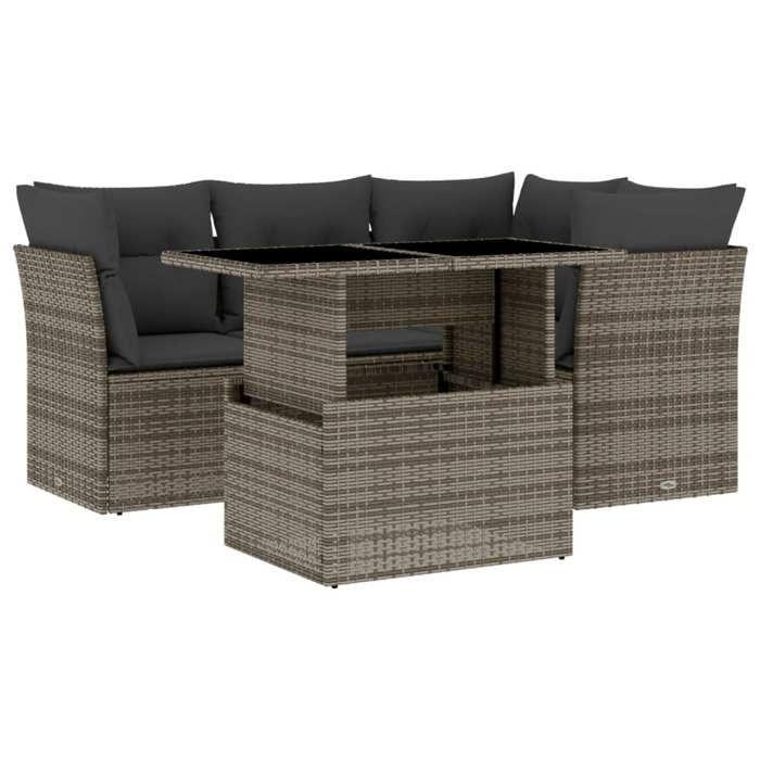 VidaXL Salon de jardin 5 pcs avec coussins gris résine tressée 3266560