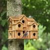 Natürliches Holz Vogelhaus Handgefertigt Wasserdicht Garten Hof Außen Hängend Vogelfutterspender Villa Nest für Wildvögel Dekoration