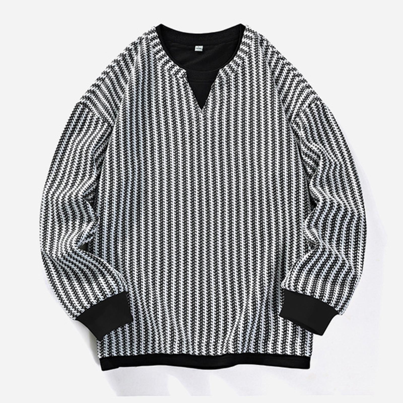 

Men s Colorblock Round Neck Pullover Fake Two-piece Long-sleeved Sweatshirt L белый