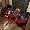 Christmas Style Carpet Soft and Living Room New Year Doormat Dining Room Foyer Room Bedroom Santa Claus Floor Mat Decoration