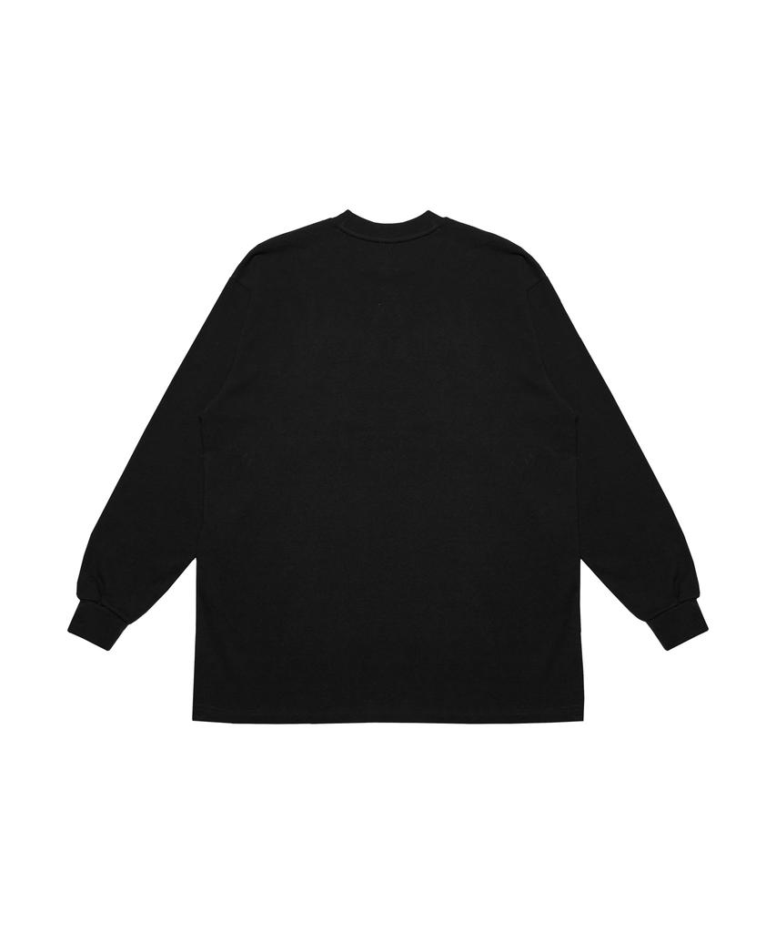 Bajal Vz Logo Big Oversized Pocket Long Sleeve T-Shirt Black