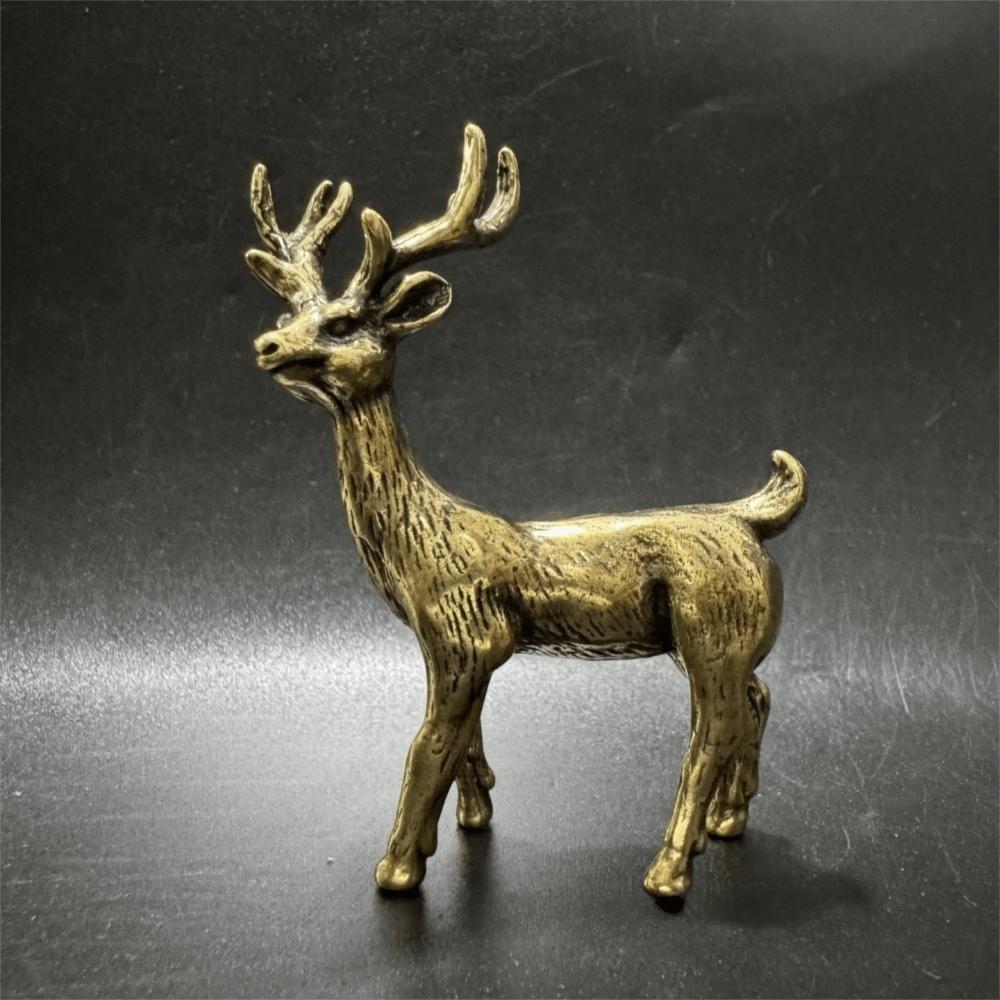 Three-Dimensional Brass Elk Statue Brass Miniature Elk Ornament  Christmas Gift
