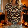 Women's Casual Halloween Printed Short Sleeve T-Shirt for Fashion Party Wear