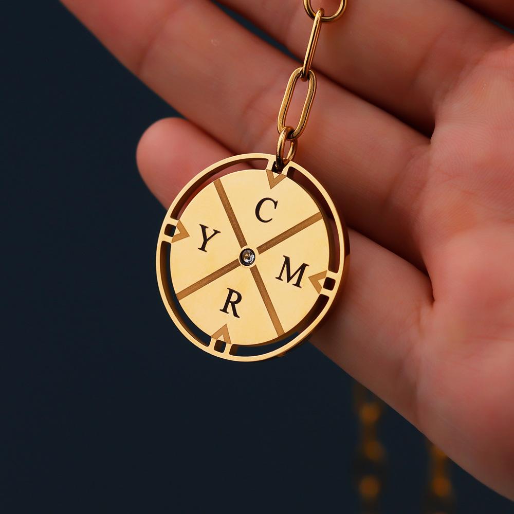 SQ Independent Website New Stainless Steel Jewelry Trendy Couple All-match Clavicle Chain Pendant Personalized Zircon-inlaid