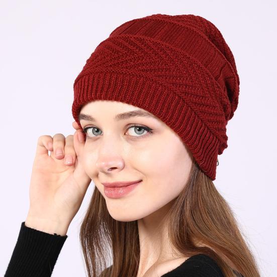 Beanie Hat Solid Color Adjustable Autumn Winter Plush Lining Windproof Hat Scarf for Outdoor