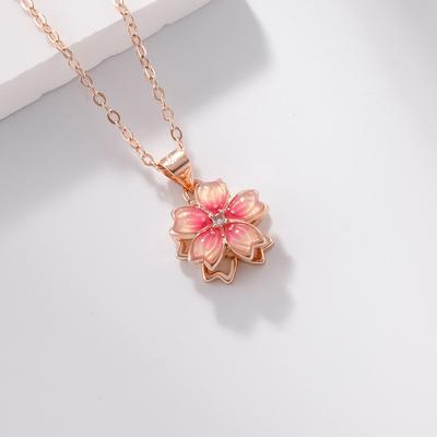 Korean Version of Fashion Temperament Lotus Women's Pendant Necklace Premium Packaging Rotatable Jewelry