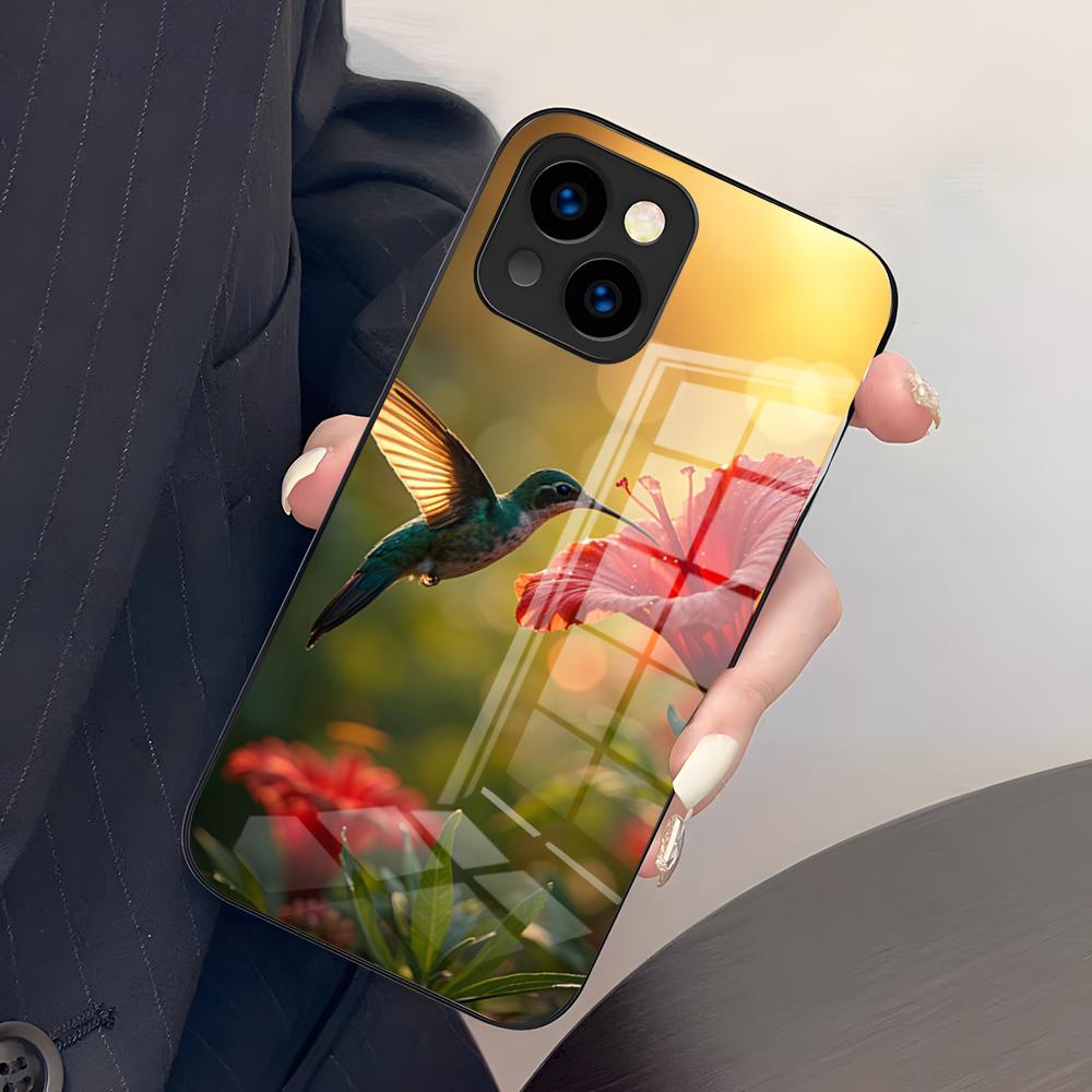 

Hummingbird Phone Case For IPhone 17 Pro Max 15 Pro 16 14 Plus 12 13 Mini 11 Pro Shockproof Glass Cover iPhone16Plus