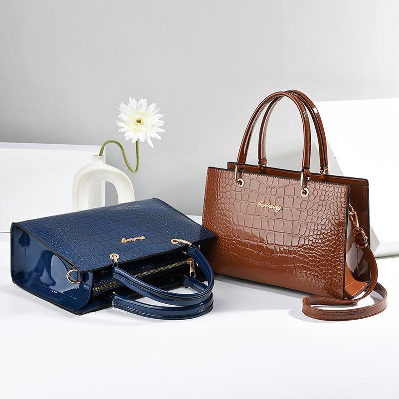 2024 New Bright Leather Women's Handbag Versatile Large Capacity One Shoulder Tote Bag Elegant Exquisite Women's Crossbody Bag