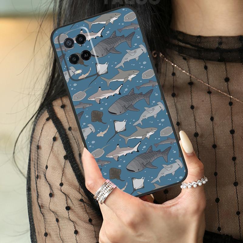 Whale Sharks Fish Case For Oppo A16 A76 A96 A17 A18 A60 A80 A40 A38 A58 A78 A98 A94 A74 A54 A15 A57 A77 A5 Pro