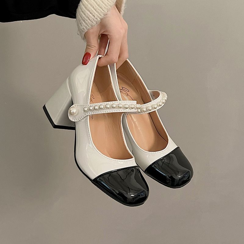 Small Fragrant Style with Skirt To Increase the Height of Mary Jane Shoes for Women's 2025 Spring and Autumn New High-end French Thick-heeled Single S