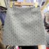 Korean Style Gray Woolen Skirt Winter High Waist A Line Skirt Women Fashion