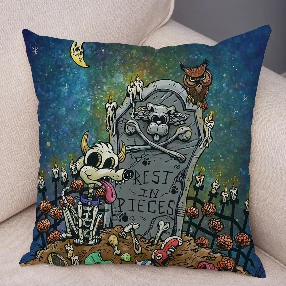 

Милая мультяшная наволочка с красочным черепом, на подушку, для автомобиля, дивана, домашнего декора 66x66cm бордовый