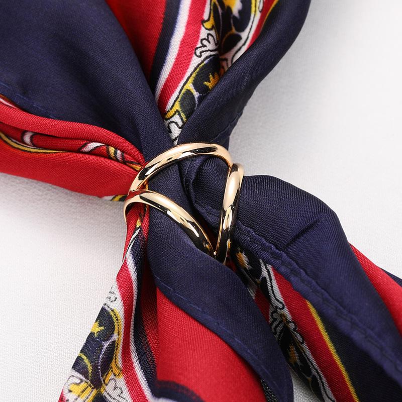 

«Корейская позолоченная пряжка для шарфа из трех шелковых колец — креативный модный дизайн с крестообразным отверстием»