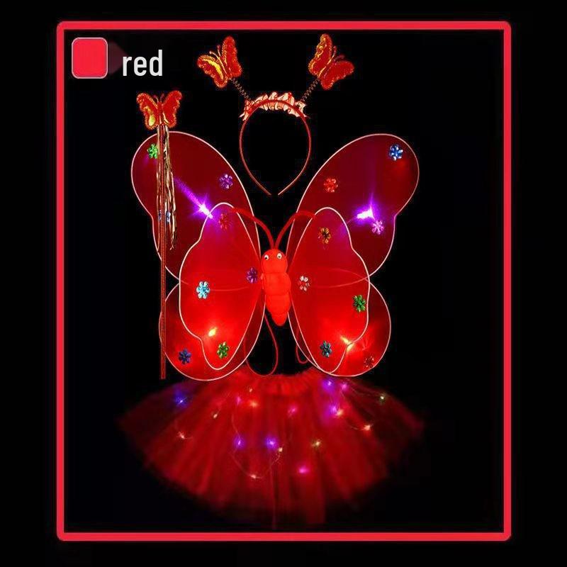 Girls' Luminous Butterfly Wings & Light-Up Fairy Wand Dress-Up Set