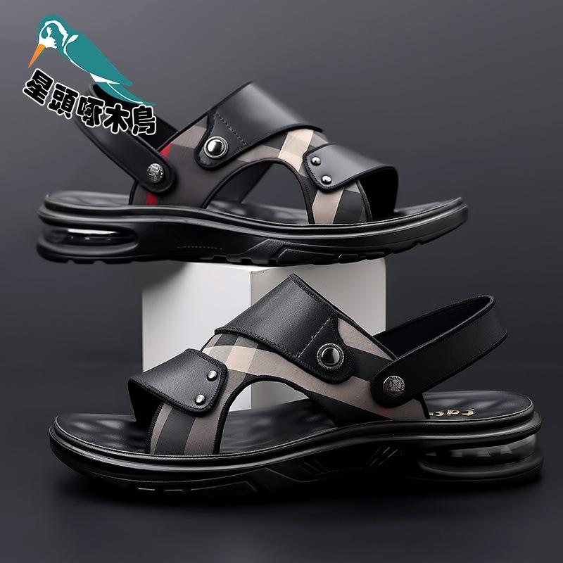 

Air cushion sandals men s leather 2025 new trendy summer non-slip outer wear beach shoes casual cool slippers 44