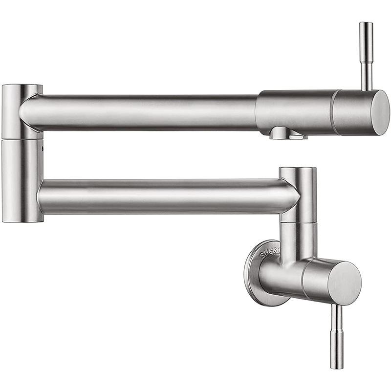 

Brush Gold Pot Filler Tap Kitchen Faucet Single Cold Single Hole Tap Rotate Folding Spout Stainless Steel Sink Tap Wall Mounted