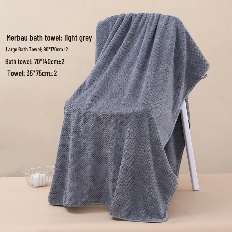Coral Fleece Quick-Dry Large Bath Towel: Absorbent, Thickened Pineapple Grid Design for Beach, Swimming, or Beauty Salon.