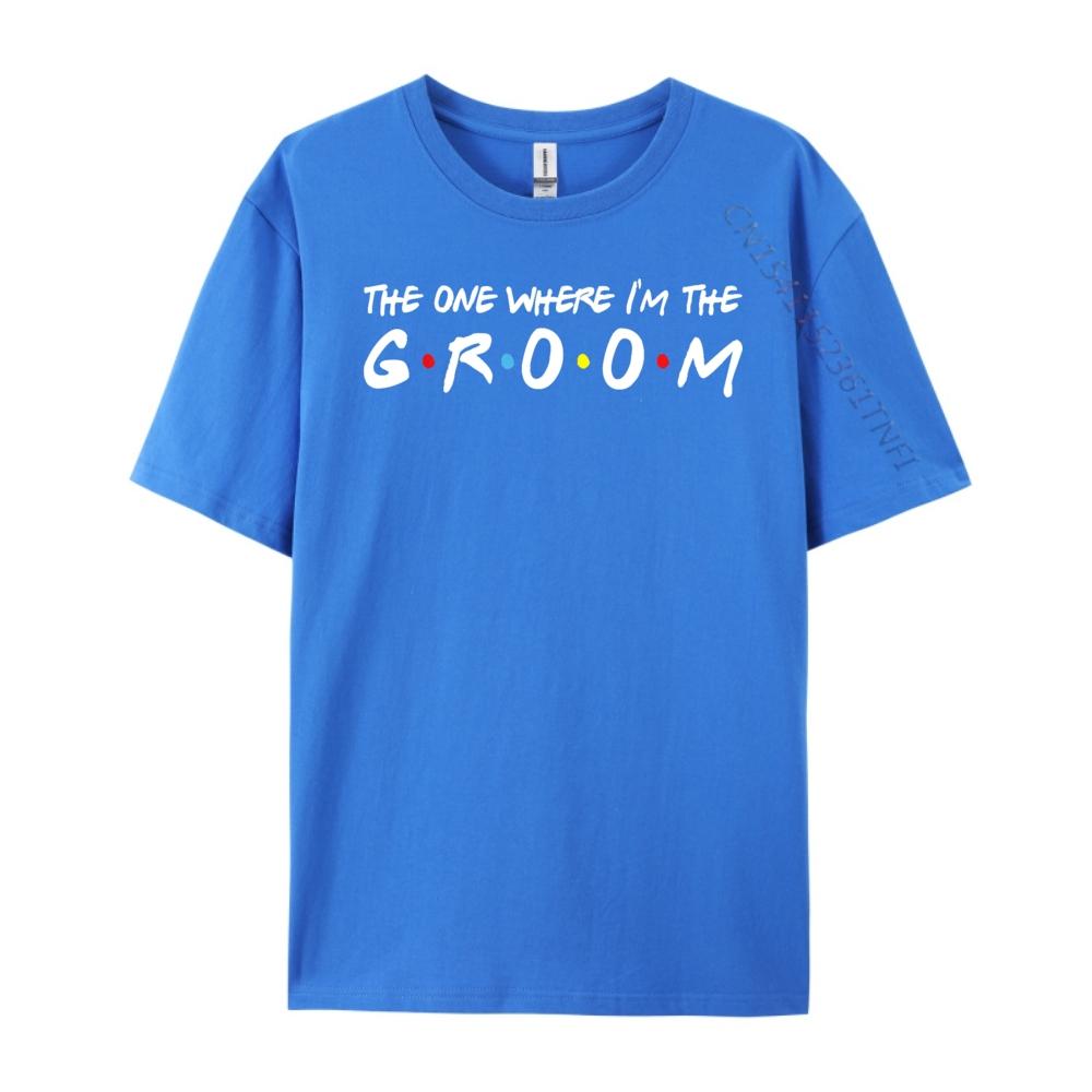 Im The Groom Bachelor Party Stag Groomsmen Getaway Wedding Blue And White Graphic T Shirts Streetwear Men