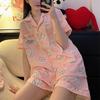 Pigiama Cartoon Chiikawa Xiaohachi Donna Estivo Manica Corta Pantaloncini Studente Carino Dolce Usaki Pois