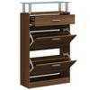 Shoe Cabinet In Brown Oak Effect 63 X 24 X 104 Cm Engineered Wood