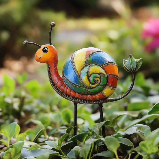 Colorful Insect Stake Metal Bee Garden Stake Animal Bird Snail Design Plant Stake