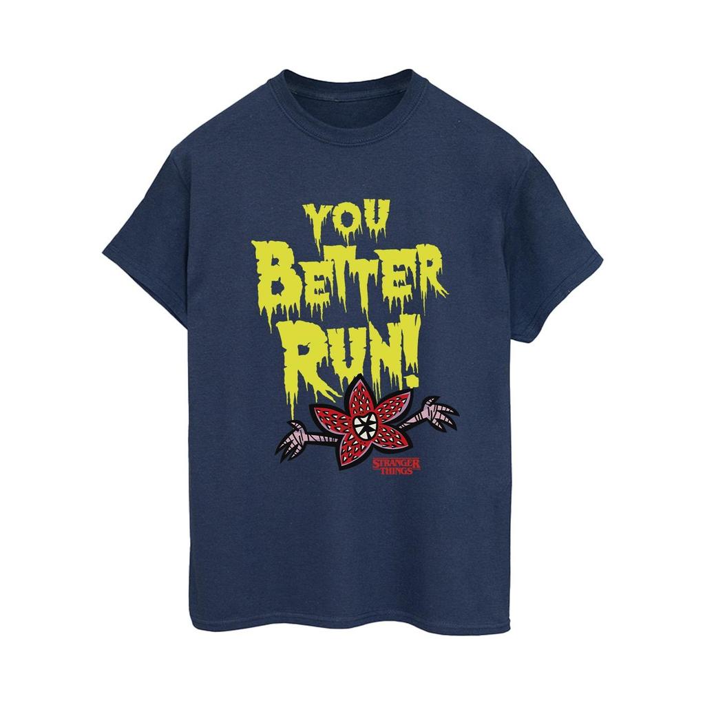 Netflix Womens/Ladies Stranger Things You Better Run Cotton Boyfriend T-Shirt