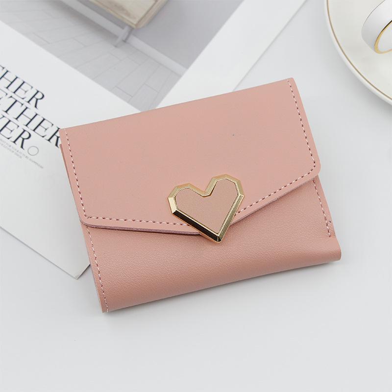 

Heart-shaped Versatile Women s Short Wallet & Card Holder Coin Purse розовый