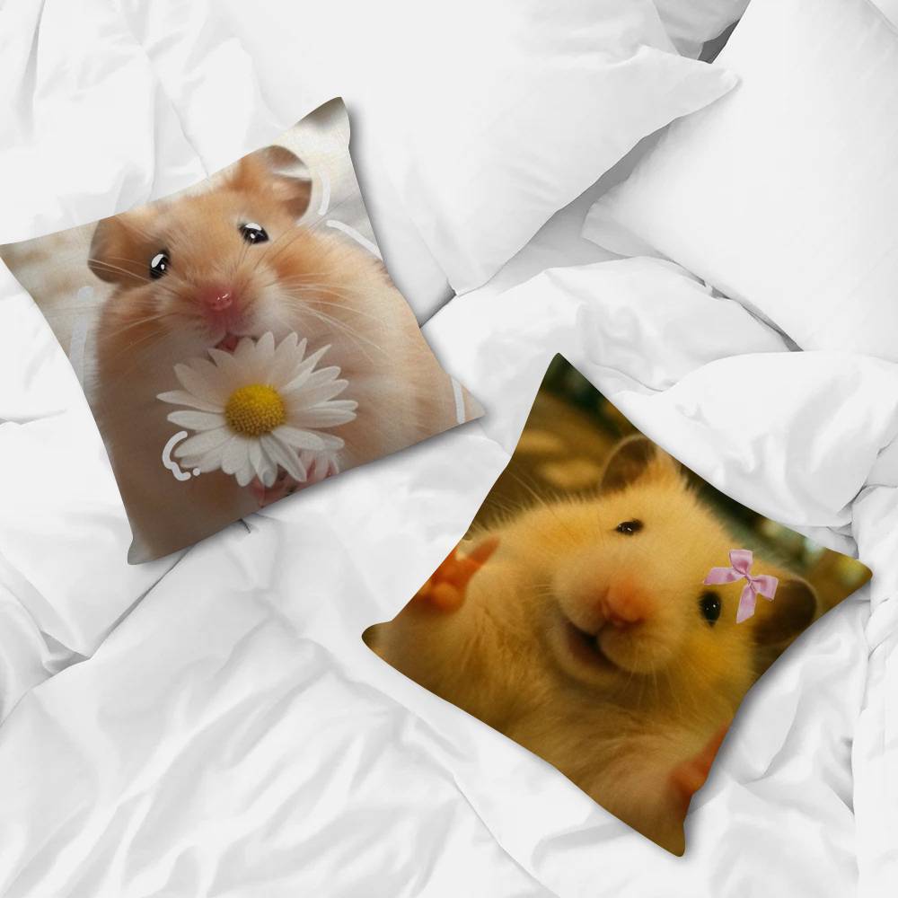 Funny Sad Hamster Emoticon Cushion Cover Pillowcase Upholstery Sofa Throw Pillow Home Decor Pillowcas