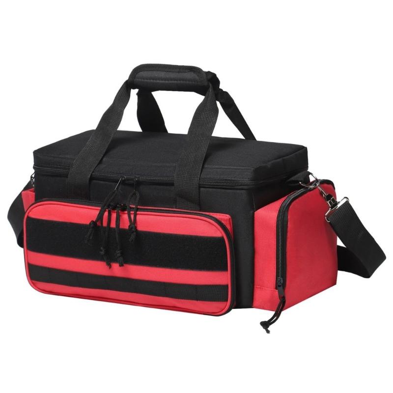 14Inch Large Capacity Heavy Duty Nylon Fabric Tool Bag with Multiple Pocket Durability Design Adjustable Shoulder Strap красный