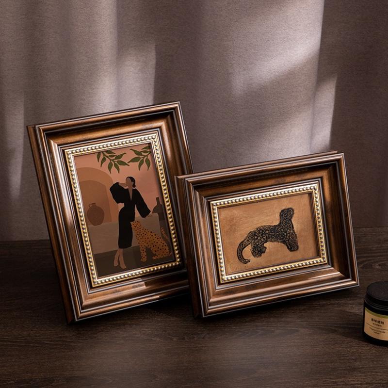 Resin Picture Frame Vintage Antique Photo Frame Retro Green Gold Picture Frames Home Decor for Wall Hanging or Tabletop Display