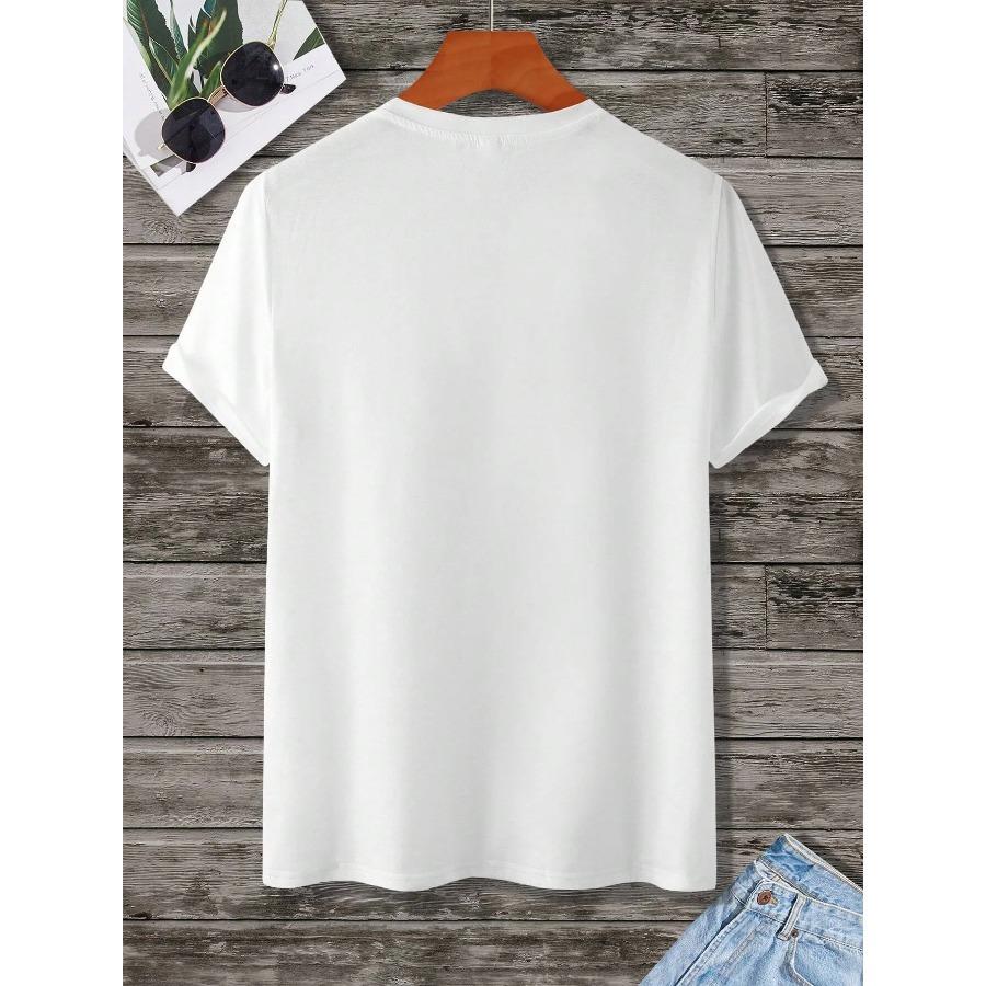 Baumwolle Herren 100% Baumwolle Sommer Loose Fit DREAM Buchstaben bedruckt Slim Fit Casual Sports Rundhals Kurzarm T-Shirt Top