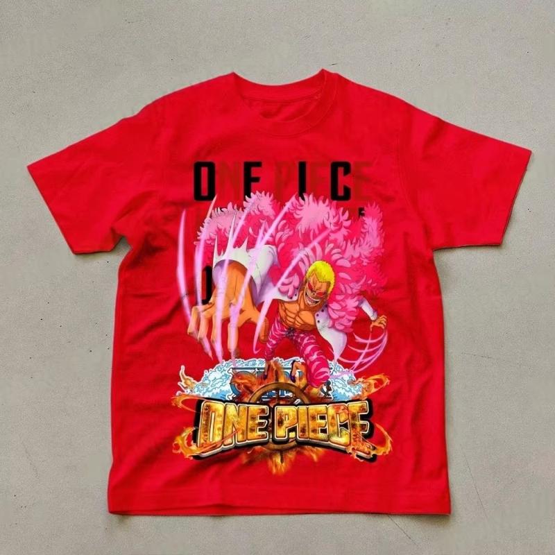 One Piece Mens Tshirt Don Quixote Doflamingo Summer Anime Autumn Boys Childrens Shortsleeved Casual Brand Parentchild Wear