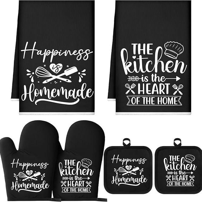 Cotton Thickened Oven Insulated Gloves Insulated Placemat Thickened Absorbent Kitchen Towel Kitchen Baking Set