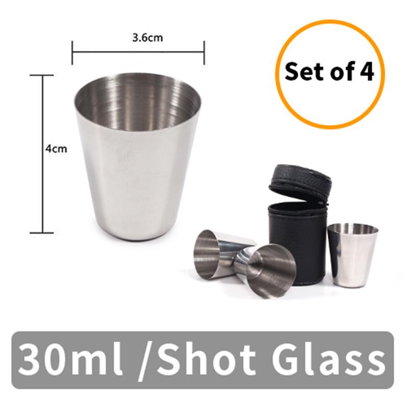 30/35/70/170ml Practical Stainless Steel Cups Shots Set Mini Glasses For Whisky Wine With Case Portable Drinkware Set Outdoor
