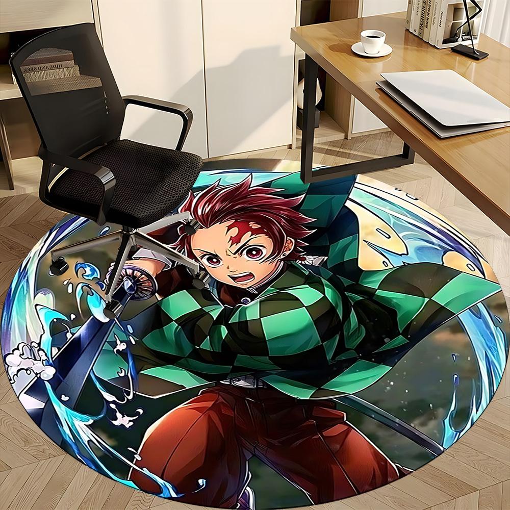 1pc Demon Slayer, Tanjiro Chair Carpet for Office Non-Slip, Lightweight, Machine Rug for Office,Room - Holiday Decor, Machine Made yy251227002