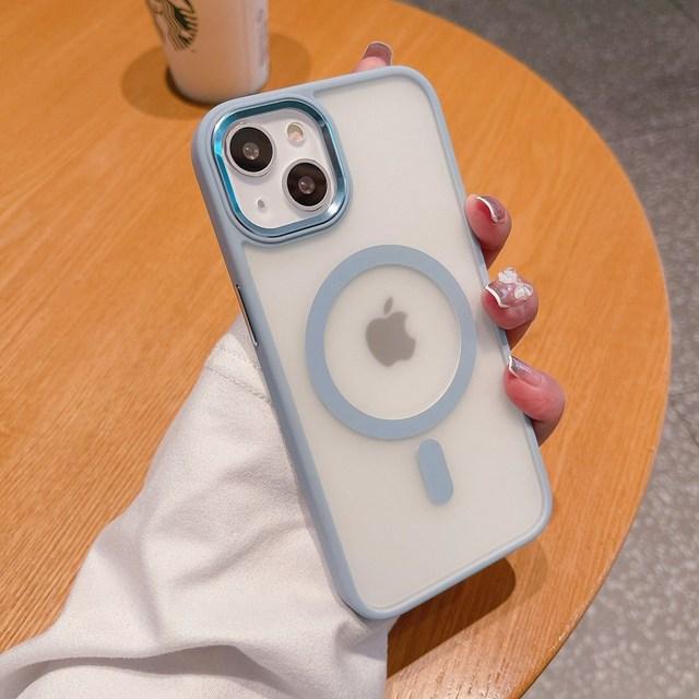 

Матовый чехол для телефона Magsafe с беспроводной зарядкой для Iphone 14 13 12 11 Pro Max, акриловая задняя крышка, силиконовая рамка, металлическая боковая клавиша для камеры