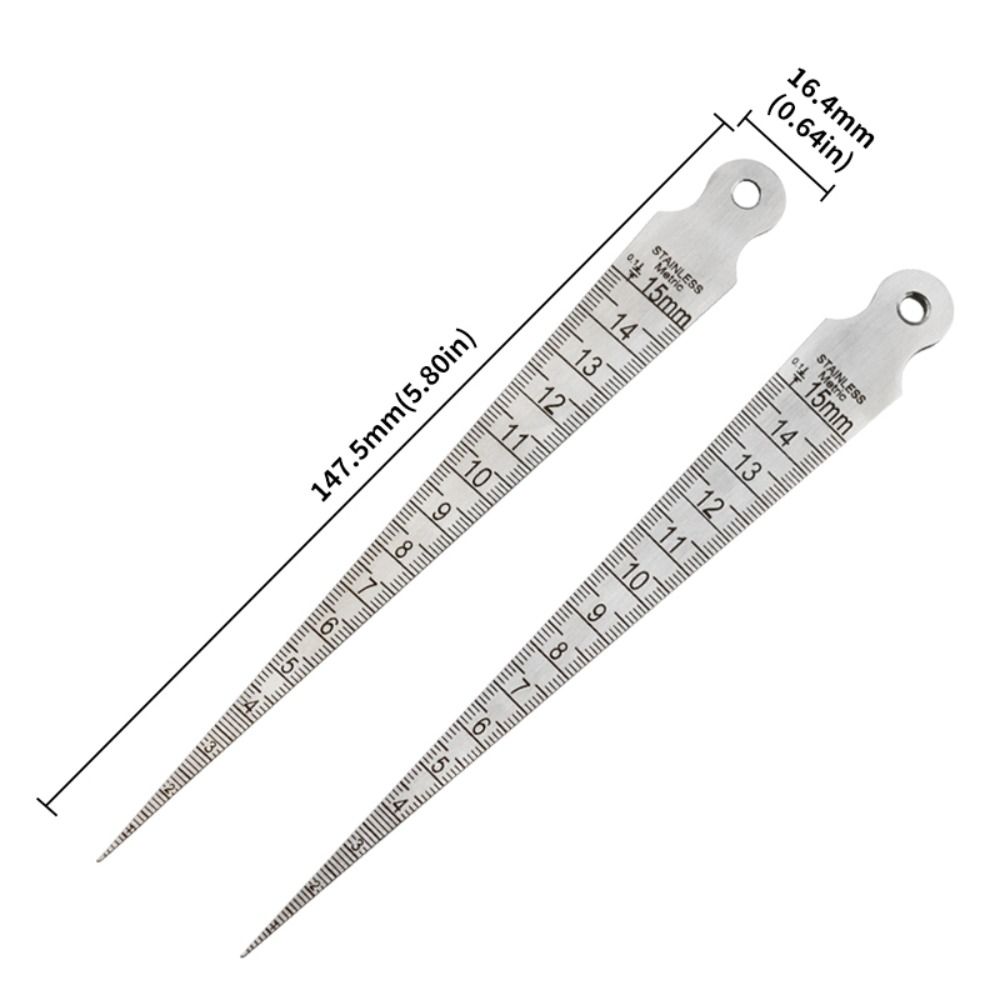 Stainless Steel Wedge Feeler Ruler 0-15mm Welding Taper Ruler Hole Inspection Tool Gap Gauge