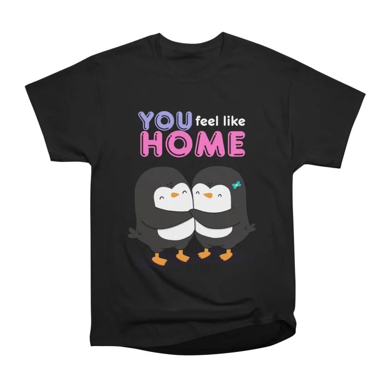 Men Casual Shirts Short Sleeves PENGUINS COUPLE Tees Oversized T-shirts S