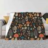 Forest Floor Mushroom Repeating Pattern New Arrival Fashion Leisure Warm Flannel Blanket Mushroom Fungus Forest Floor Pattern