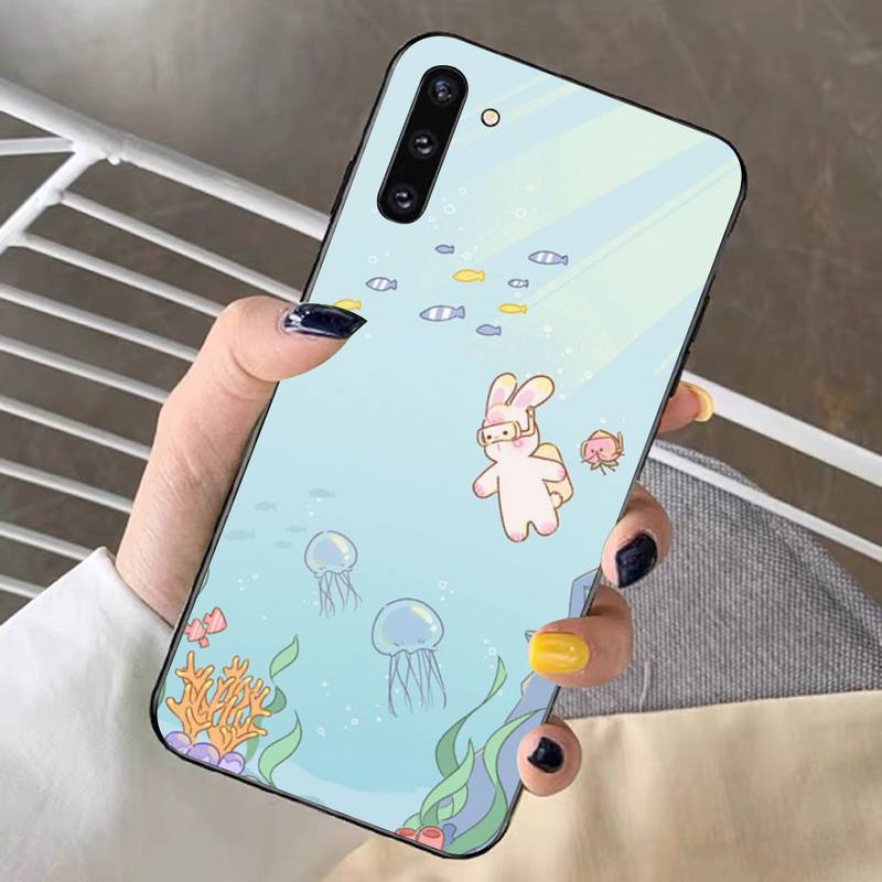 Cute Funny Rabbit Flower Phone Case for Samsung Note 5 7 8 9 10 20 Pro Plus Lite Ultra A21 12 72