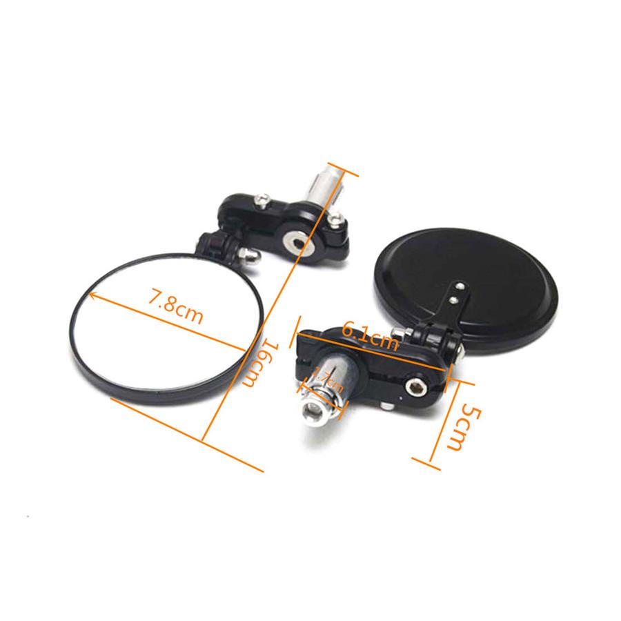 7/8" 22mm Universal Motorcycle Mirrors Round Handlebar Wing Foldable Mirrors End