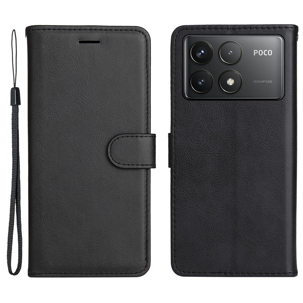 For Xiaomi Redmi K70 5G/K70 Pro 5G/Poco F6 Pro 5G Case Solid Color Leather Mobile Cover Wallet Stand with Strap