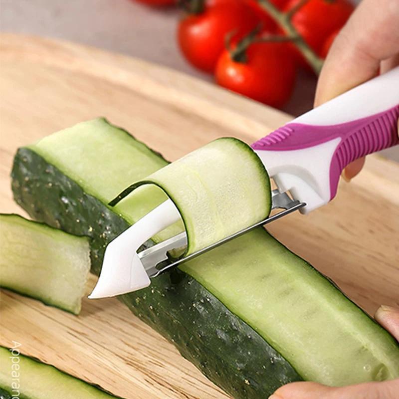 Obieraczka ze stali nierdzewnej 2 rodzaje Warzywa Owoce Melon Przydatny Nóż Tarka Gadżety kuchenne Akcesoria do restauracji do użytku domowego