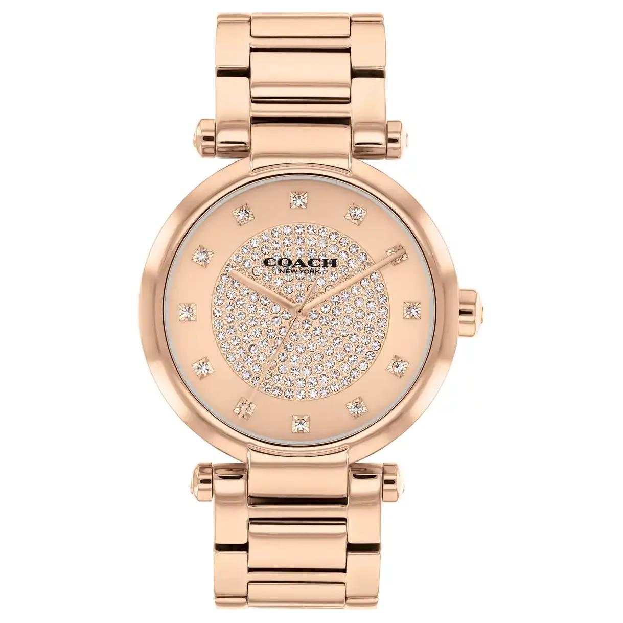 Coach Cary Quartz Watch Stainless Steel Strap 39Mm Rose Gold Dial 30M Water Resistant Women watches 14504254 Rose Gold Watch Dial