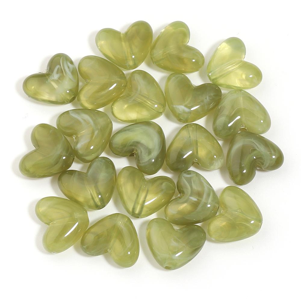 20pcs 14x12mm Double Color Acrylic Heart Beads Love Heart Loose Bead For Jewelry Making DIY Bracelets Necklace Keychain Supplies