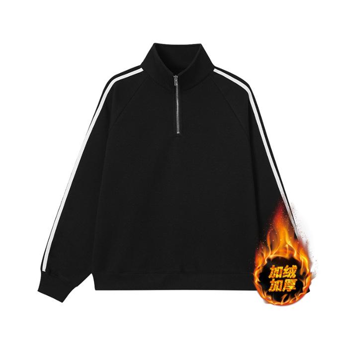 

#бархатный пуловер с половинной водолазкой, футболка, свитер с воротником-стойкой на молнии, базовая версия (минимальное одобрение десяти штук) 2XL чёрный