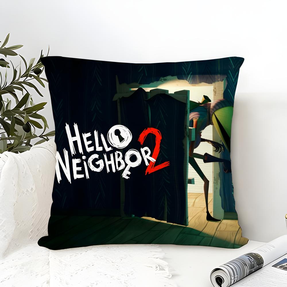 Lustiges Horrorspiel H-Hello Neighbor 2 Kissenbezug Leinen Kissenbezug Sofa Heimdeko Kissenhülle Kissenbezug
