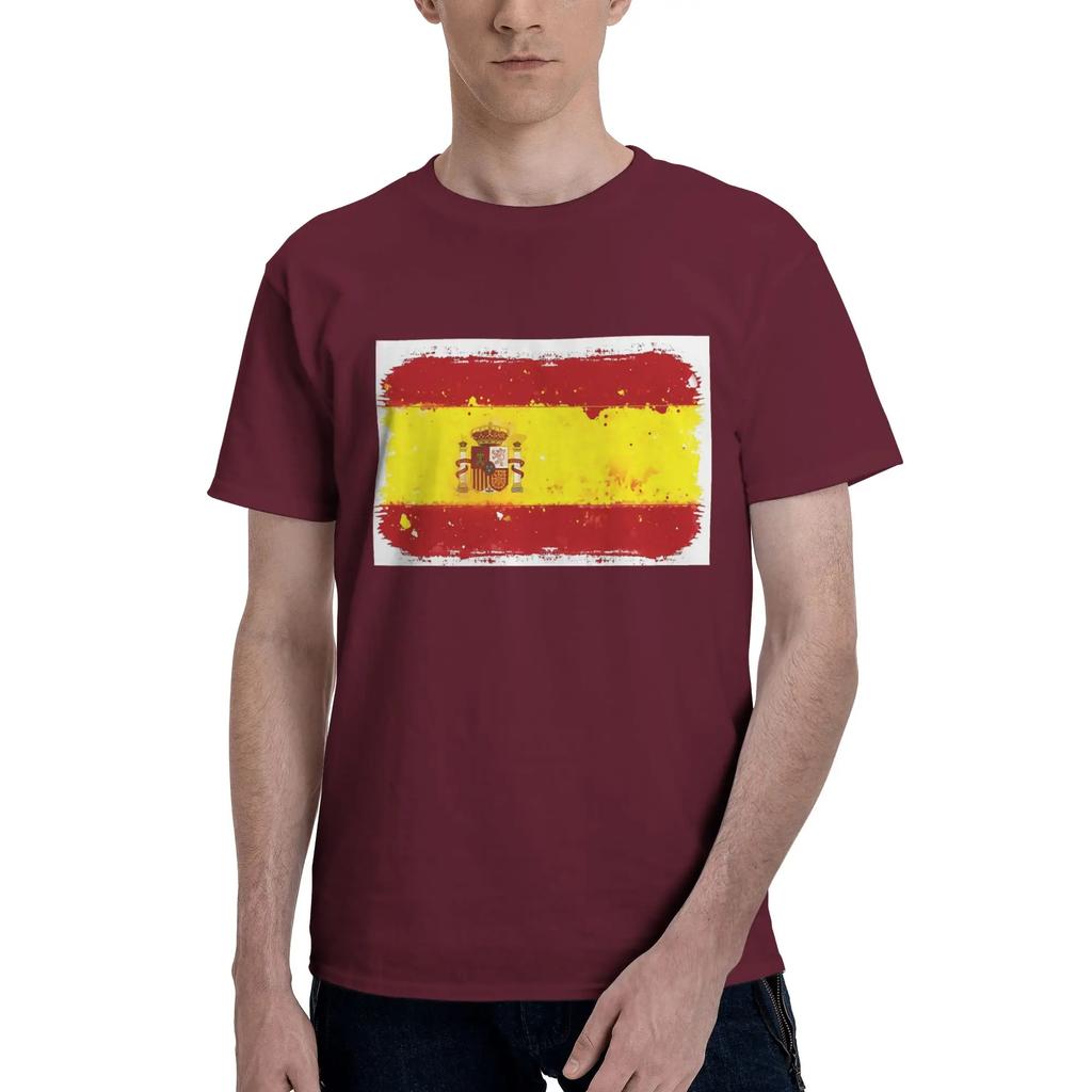 Spain Grunge Flag Men TShirt Plus Size T Shirts Mens Crew Neck Cotton Tees Short Summer Male