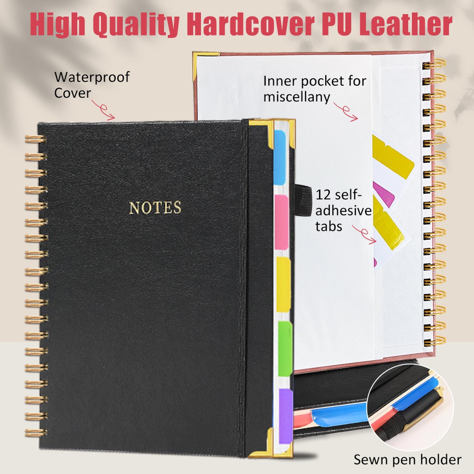 

PU Leather Spiral Notebook Budget Cash Planner for Students & Business one size чёрный
